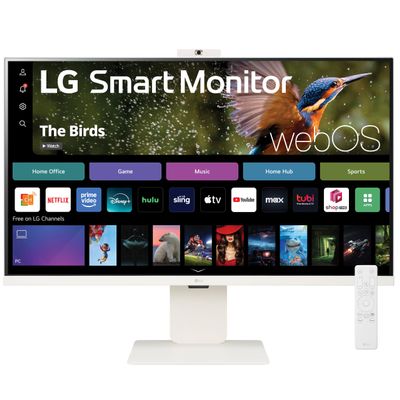 LG 32SR85U-W Smart Monitor 32-inch 4K UHD (3840x2160), IPS Display, webOS 23, USB Type-C 90W PD, Built-in FHD Webcam & Speaker, HDR 10, AirPlay 2, Screen Share, Bluetooth, White