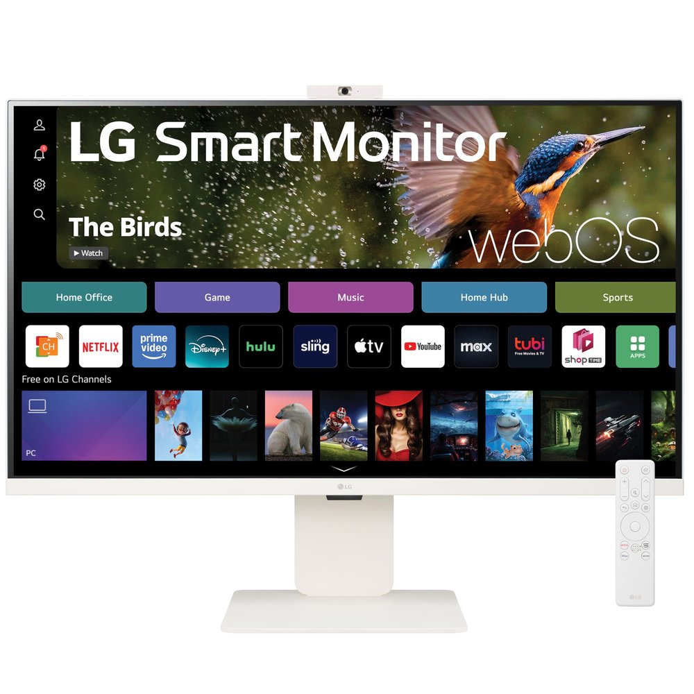 LG 32SR85U-W Smart Monitor 32-inch 4K UHD (3840x2160), IPS Display, webOS 23, USB Type-C 90W PD, Built-in FHD Webcam & Speaker, HDR 10, AirPlay 2, Screen Share, Bluetooth, White