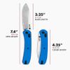 Knafs - Lander 2 Folding Pocket Knife with Clip - EDC for Men, Women, Everyone - Gray Stonewash Blade - Blue G10 Handle view 4