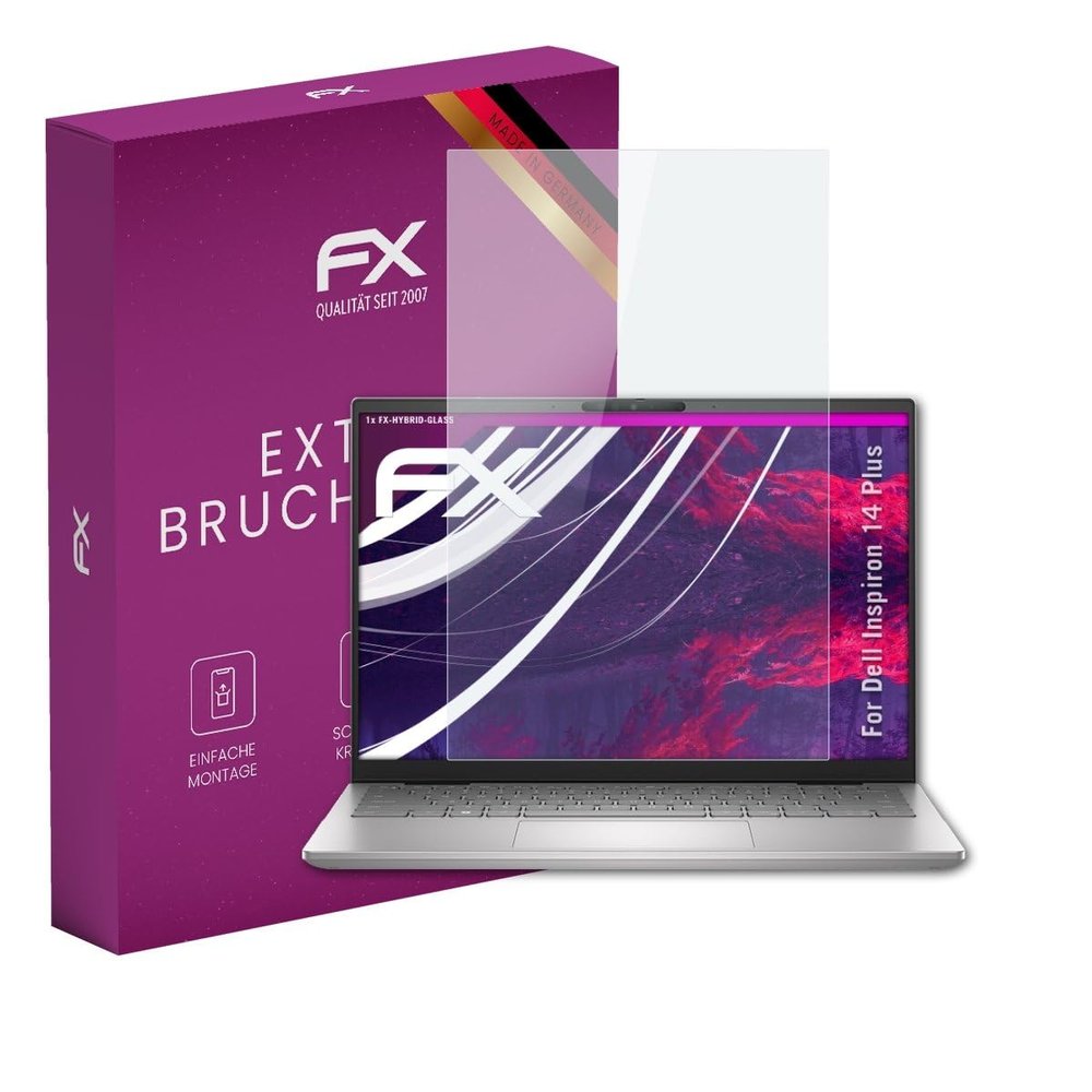 atFoliX Plastic Glass Protective Film compatible with Dell Inspiron 14 Plus, 9H Hybrid-Glass FX Screen Protector