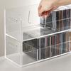 MyGift 2 Pcs Clear Acrylic CD Holder Racks, Stackable CD Storage Box, Music Disc DVD Display Cases, Modern Media Cassette Organizers with Cutout Carrying Handles view 3