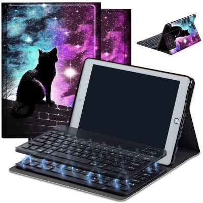 AIRWEE for Samsung Galaxy Tab A8 10.5 Case with Keyboard Slim Magnetic Galaxy A8 Tablet 10.5 Keyboard Case Lightweight Adjustable Folio Stand Galaxy tab A8 Cases with Keyboard Cute Cat Starry Sky