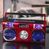 Studebaker SB2149R Master Blaster Bluetooth Boombox with AM/FM Radio, USB Port, CD Player with MP3 Playback, LED EQ and 10 Watts RMS Speaker in Red view 4