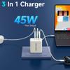 EWUONU 45W USB C Wall Charger Block with 3.3ft Cable, 3Port Fast Charging Plug PD&QC 3.0 Power Adapter for iPhone 15/15 Pro/15 Pro Max/14/13//iPad air6/5/4, S24U/S23U/S22, Earbuds,Google Pixel view 3