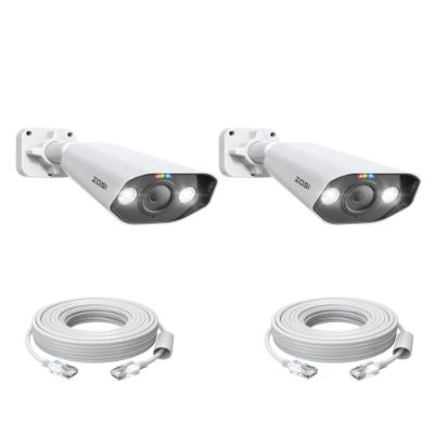 ZOSI 2Pack C182 4K 8MP Add-On PoE Security Camera Outdoor, Surveillance IP PoE with AI Human Face Vehicle Detect, Starlight Night Vision, 2-Way Audio, Smart Light & Siren Alert(Only Work with Our NVR)