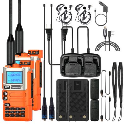 2 Packs Quansheng UV-K5(8) Radio USB-C Charging Cable Two Way Radio for Adults 5W with NOAA U/V Dual Band DTMF AM FM Walkie Talkie Rechargeable UV-K6 Orange with 12V Car Charger Full Kit