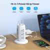 TROND Retractable Power Strip Tower - Surge Protector with USB C Ports PD 20W, 5ft Flat Plug Extension Cord with 12 Outlets, 4 USB, 1700J Protection, Home Office Desk Supplies, Dorm Room Essentials view 2