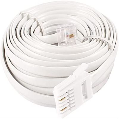 XYWHPGV White 9M RJ11 Male to UK B-T- 6P2C Male Telephone Extension Flat Cable(07f5a 571b9 52e60 2c43a 8ba1c 6c0c9