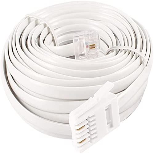 XYWHPGV White 9M RJ11 Male to UK B-T- 6P2C Male Telephone Extension Flat Cable(07f5a 571b9 52e60 2c43a 8ba1c 6c0c9