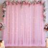 10x10ft Pink Tulle Backdrop Curtain with Lights String for Parites, Sheer Backdrop Curtains for Baby Shower Wedding Birthday Party Photo Shoot Decorations view 1