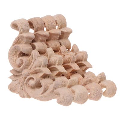 Yoetaun 4pcs/Set Wood Carved Corner Flower Onlay Applique Unpainted Frame Cupboard Cabin Wooden White