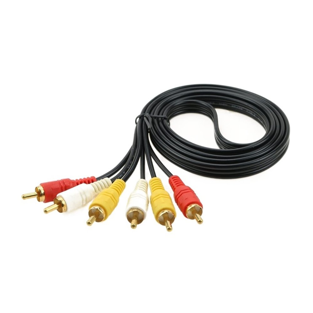 1.5M 3M 5M 4N 3 to 3 Audio Video AV Cable TV Set-top Box Cable 6 in One 3RCA Male Extension AV Cable (Size : 5m)