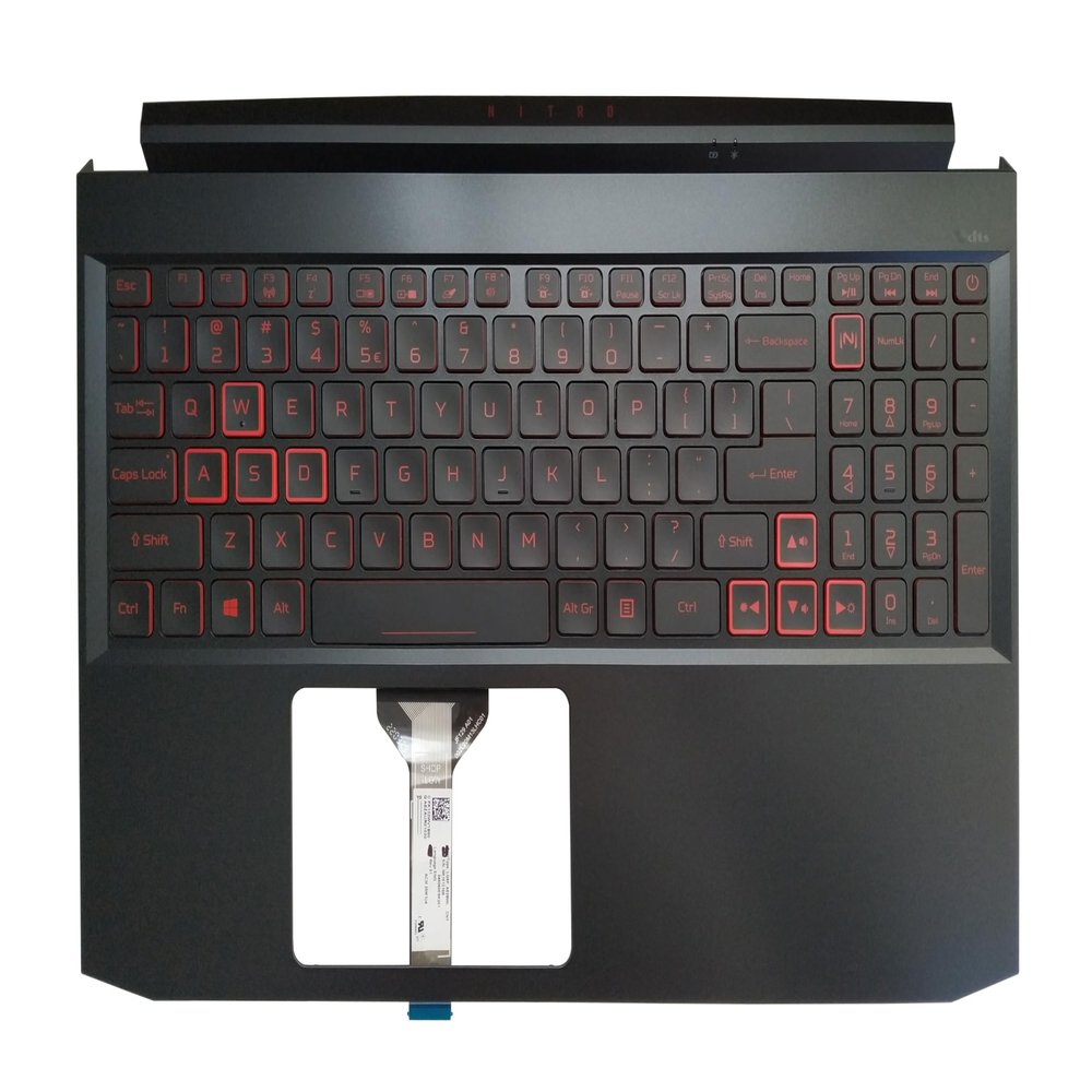 Laptop Replacement Keyboard Compatible for Acer Nitro AN515-57 US Layout Red Font Backlit Palmrest Upper Cover 6B.QEXN2.001 6B.QAMN2.001