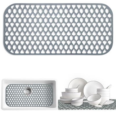 SAMSIER Sink Protectors for Kitchen Sink, Kitchen Sink Accessory - Silicone Mats Grid for Stainless Steel Strainer Bottom of Farmhouse Porcelain sinks (30x14)