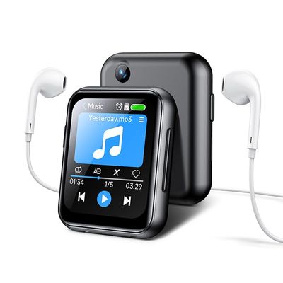 MP3 Player with 128GB TF Card, Bluetooth 5.4 Lossless Sound Audio Player, 2" Touch Screen Portable Music Player with Speaker, Voice Recorder Digital Cameras (with Camera, Black, 2")