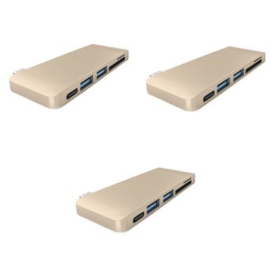 Gadpiparty 3pcs Type-c USB Hub Adapter Supply Dual USB Ports and Card Reader Finish Compatible Type- Like and
