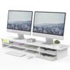 Fenge Monitor Stand, Dual Monitor Riser, 42.5inch Large Desk Computer Monitor Stand Riser with Drawer, 2 Tier Wood & Acrylic Desktop Organizer for Computer, Laptop, Printer, TV Screen Riser view 1