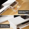 Fenge Monitor Stand, Dual Monitor Riser, 42.5inch Large Desk Computer Monitor Stand Riser with Drawer, 2 Tier Wood & Acrylic Desktop Organizer for Computer, Laptop, Printer, TV Screen Riser view 2
