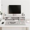 Fenge Monitor Stand, Dual Monitor Riser, 42.5inch Large Desk Computer Monitor Stand Riser with Drawer, 2 Tier Wood & Acrylic Desktop Organizer for Computer, Laptop, Printer, TV Screen Riser view 3