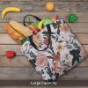 VTCTOASY The Mini Floral Print Women Tote Bag Big Capacity Shopping Bag Fashion Beach Bag For Work Travel, Black view 3