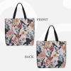 VTCTOASY The Mini Floral Print Women Tote Bag Big Capacity Shopping Bag Fashion Beach Bag For Work Travel, Black view 4