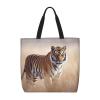 VTCTOASY Tiger Walking in The Grassland Print Women Tote Bag Big Capacity Shopping Bag Fashion Beach Bag For Work Travel view 1