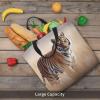 VTCTOASY Tiger Walking in The Grassland Print Women Tote Bag Big Capacity Shopping Bag Fashion Beach Bag For Work Travel view 3