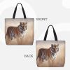 VTCTOASY Tiger Walking in The Grassland Print Women Tote Bag Big Capacity Shopping Bag Fashion Beach Bag For Work Travel view 4