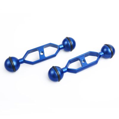 LetonPower Blue 5" Underwater Aluminum Alloy Extension Arm (2-Pack) - Dual Ball System with 1" Head Connector, Waterproof & Rustproof for Diving Camera Tray/Strobe/Video Light, Scuba Photography Gear