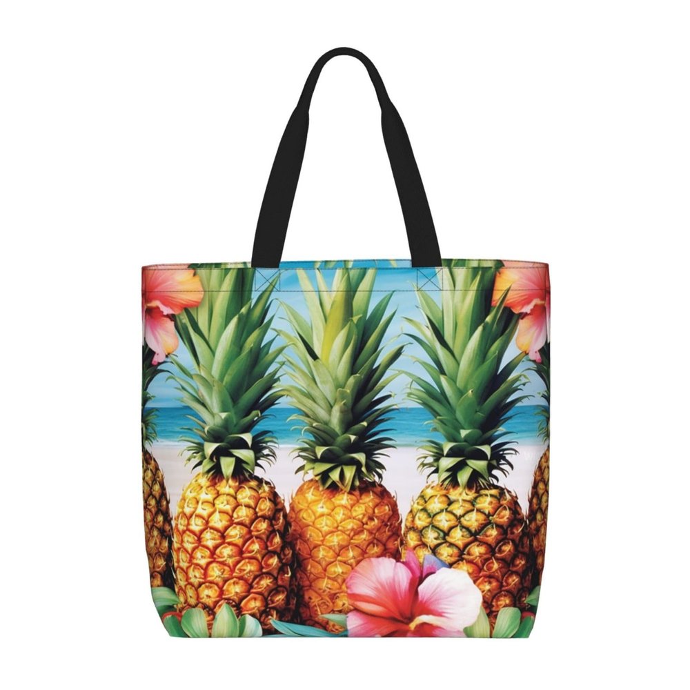 Summer Pineapples Print Women Tote Bag Big Capacity Shopping Bag Fashion Beach Bag For Work Travel