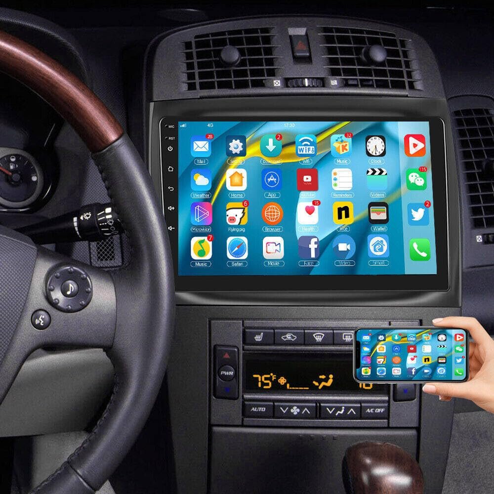 Alikali 10" Car Stereo w/Carplay Android Auto for Cadillac CTS 2003-2007,for Cadillac SRX 2004-2008 Double Din Android 13.0 Car Radio Receiver w/GPS Navigation Bluetooth AHD Backup Camera Mic - 2+32G