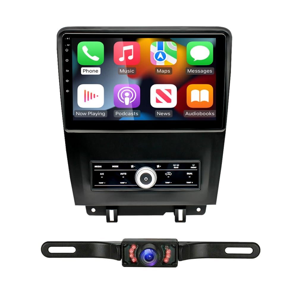 Alikali 10 inch Car Stereo with Carplay Android Auto fit for Ford Mustang 2010-2014 Double Din Android 13.0 Touch Screen Car Radio Receiver w/WiFi GPS Navigation Bluetooth Backup Camera - 2+32G