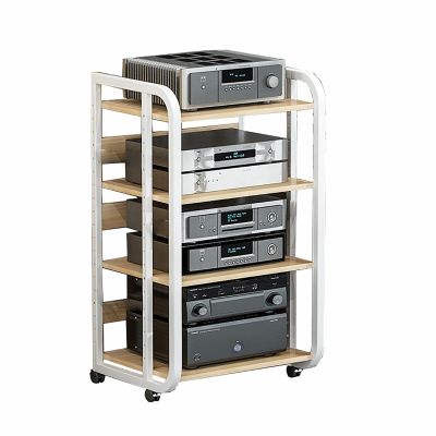 CD Racks, Amplifier Equipment Racks Adjustable Pitch Multi-Layer Bile Racks Home Theater Speaker Stereo Kickstand (Color : Black-5TIER-50X40X110CM)