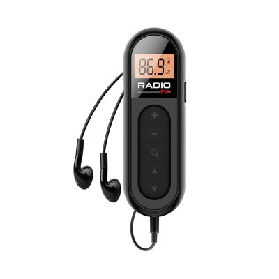 Mini Pocket Clip FM Radio with Backlit LCD Display and 3.5mm Headphones Adjustable Frequency DSP Filter Chip Radio Backlight, Stereo Sound, Belt Clip for Jogging,Walking Black