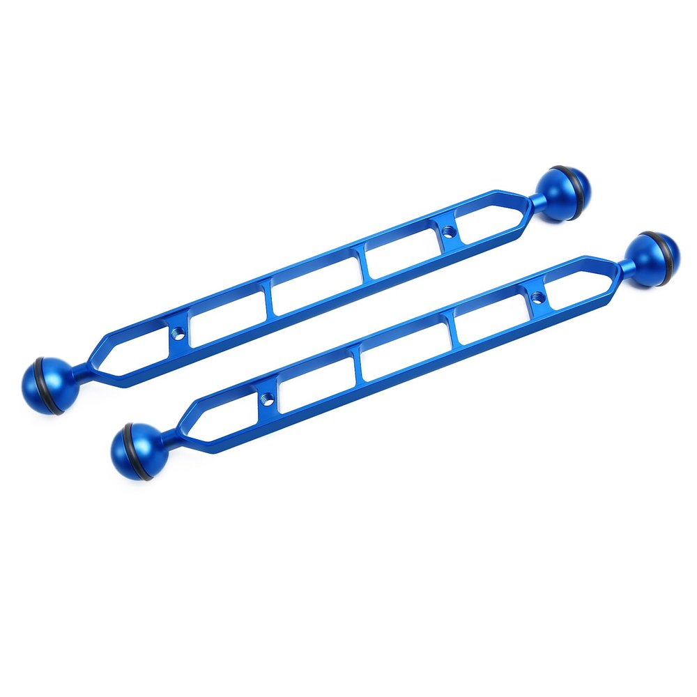 LetonPower Blue 11" Underwater Aluminum Alloy Extension Arm (2-Pack) - Dual Ball System with 1" Head Connector, Waterproof & Rustproof for Diving Camera Tray/Strobe/Video Light, Scuba Photography Gear