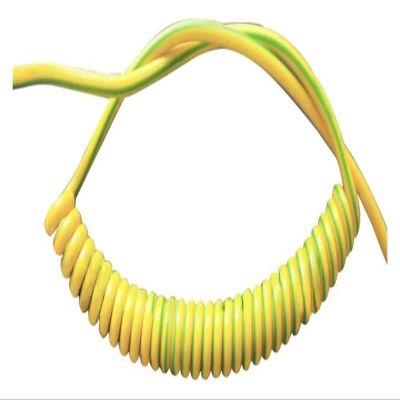 coiled cableSpring Telescopic Spiral Cable Spring Spiral Cable Yellow-Green Ground Wire Single Core 20/18/17/15/13/11/9/7AWG Shrinkable Cable Copper Wire Telescopic Wire (Size : Stretch 1 Meter, Color