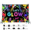 12x8ft Lets Glow Backdrop Neon Glow Lets Party Photography Background Neon Birthday Glow Party Themed Cake Table Banner Decoration Supplies Photo Booth Props view 2