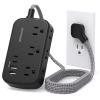 Black Extension Cord, BESHON 5FT Flat Plug Power Strip with USB C, 6 Outlets 4 USB Port(2 USB C), No Surge Protector, Cruise Ship, Dorm Room Travel Essentials view 1