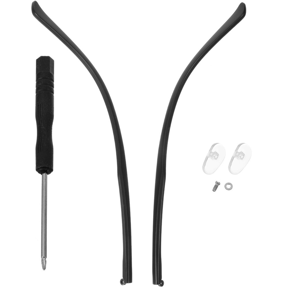Healvian 1 Pair Eyeglasses Replacement Arms TR90 Glasses Replacement Temple Black Eyewear Frame Legs, Screws, Screwdriver Sunglasses Arm for Spectacle Repair Black