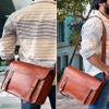 14 inch Handcrafted Leather Messenger Bag with Laptop Compartment - Elegant Shoulder Satchel for Men and Women at the Office view 4