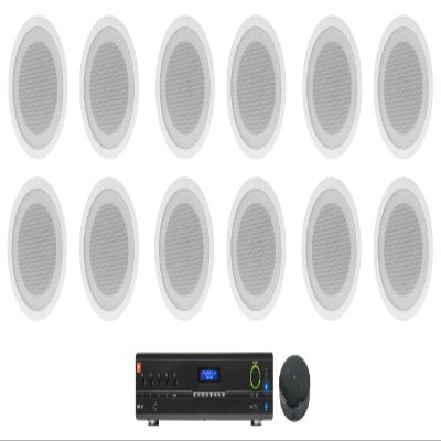 Audiosavings Bundle:(3) (4) Rockville CCL5T White Ceiling Speakers 4 Restaurant/Office Bundle with JBL VMA160 60-Watt 70 Volt 70V Mixer/Amplifier & Rockville Mini Multiroom Stereo Receiver (14 Items)