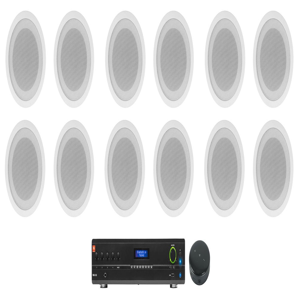 Audiosavings Bundle:(3) (4) Rockville CCL5T White Ceiling Speakers 4 Restaurant/Office Bundle with JBL VMA160 60-Watt 70 Volt 70V Mixer/Amplifier & Rockville Mini Multiroom Stereo Receiver (14 Items)