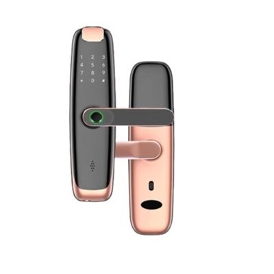 TUYA WIFI Mobile Phone Remote Unlock Fingerprint Magnetic Card Password Key Temporary Password Smart Door Lock Unlock Method: Tuya APP (default) + Password + Fingerprint + Card + Key ( Color : Gold )