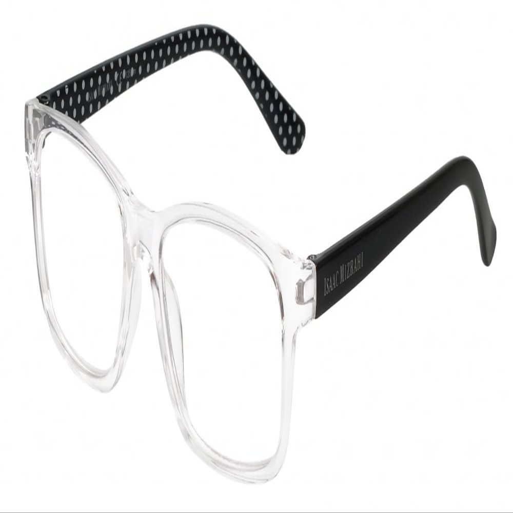 Calabria IM 31268 Blue Light Glasses +0.00 Crystal Clear Black White Polka Dot Women Designer Trendy Chic Readers Eyeglasses