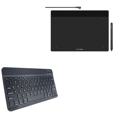 BoxWave Keyboard Compatible with XP-Pen DecoFunL (10 in) - SlimKeys Bluetooth Keyboard, Portable Thin with Chiclet-Style Keys - Jet Black