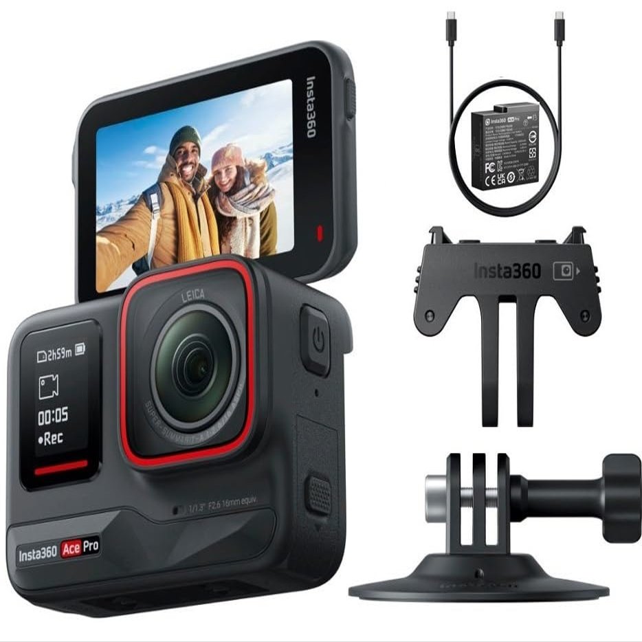 Insta360 Ace Pro - Waterproof Action Camera 1/1.3" Sensor and AI Noise Reduction for Unbeatable Image Quality, 4K120fps, 2.4" Flip Screen & Advanced AI Features