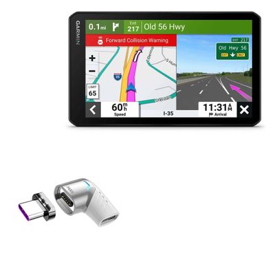 BoxWave Adapter Compatible with Garmin RVcam 795 - MagnetoSnap PD Angle Adapter, Magnetic Charging Connector Device Saver - Metallic Silver