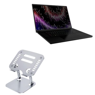 BoxWave Stand and Mount Compatible with Razer Blade 18 (2023) [RZ09-0484] - Executive VersaView Laptop Stand, Ergonomic Adjustable Viewing Angle Metallic Riser - Metallic Silver