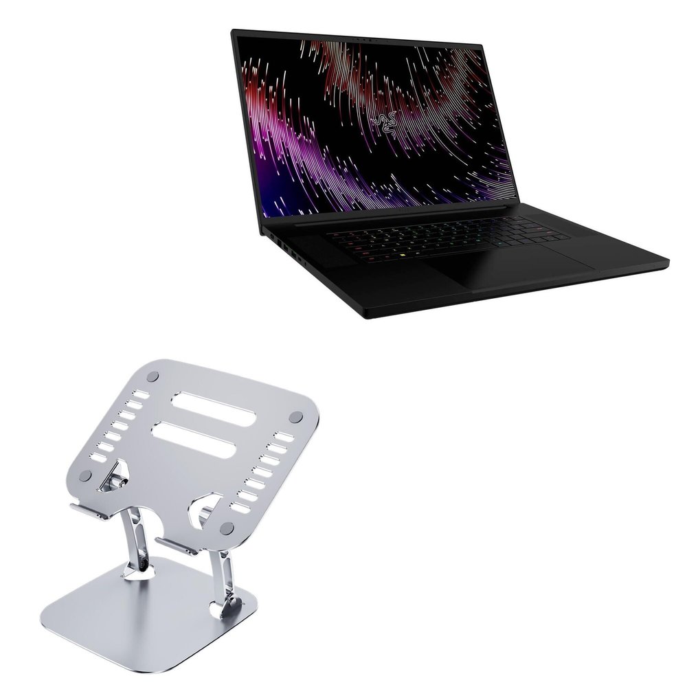 BoxWave Stand and Mount Compatible with Razer Blade 18 (2023) [RZ09-0484] - Executive VersaView Laptop Stand, Ergonomic Adjustable Viewing Angle Metallic Riser - Metallic Silver