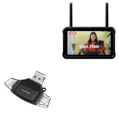 BoxWave Smart Gadget Compatible with Atomos Zato Connect - AllReader SD Card Reader, microSD Card Reader SD Compact USB - Jet Black
